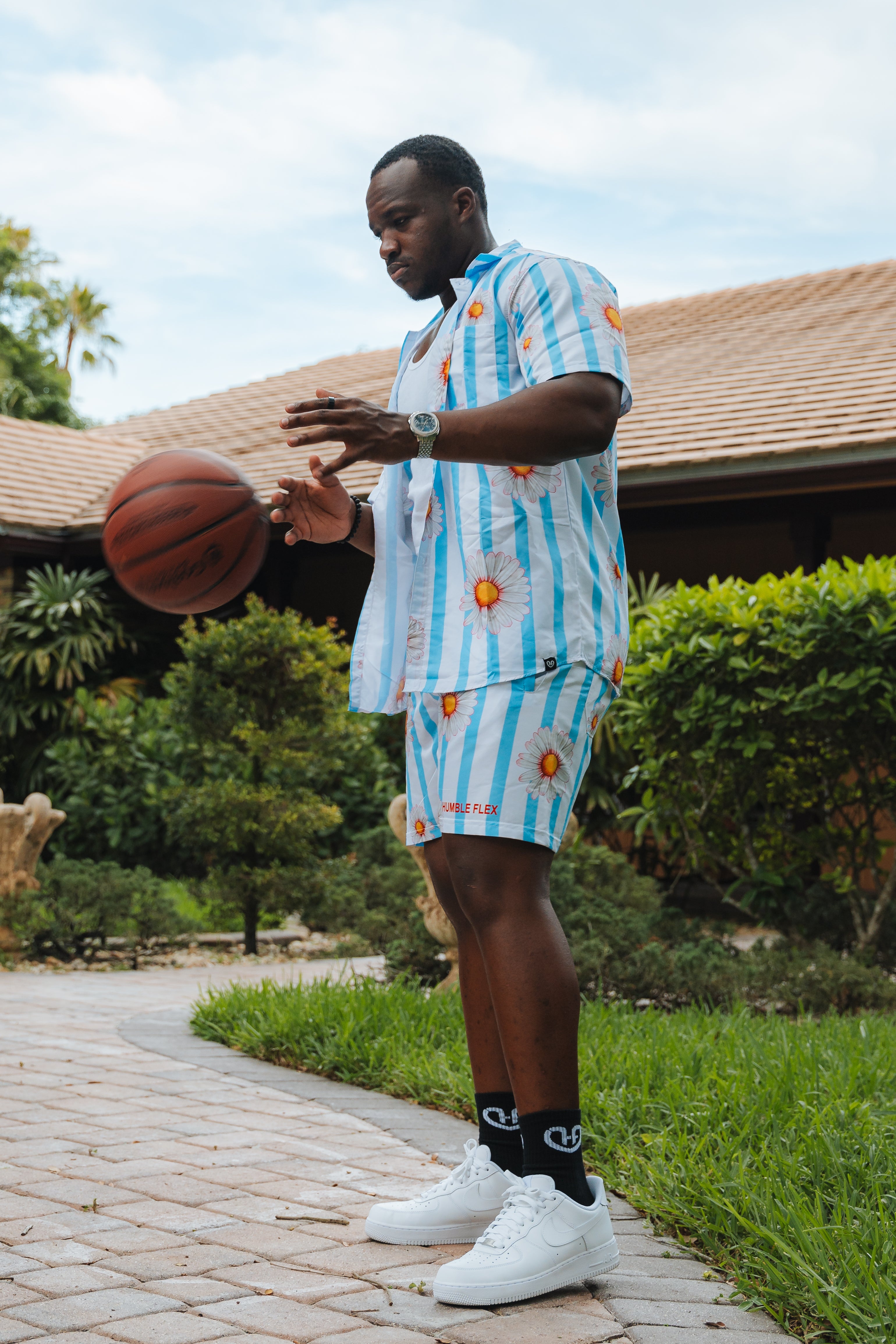 Retro Flex Pin Stripe Floral Shorts