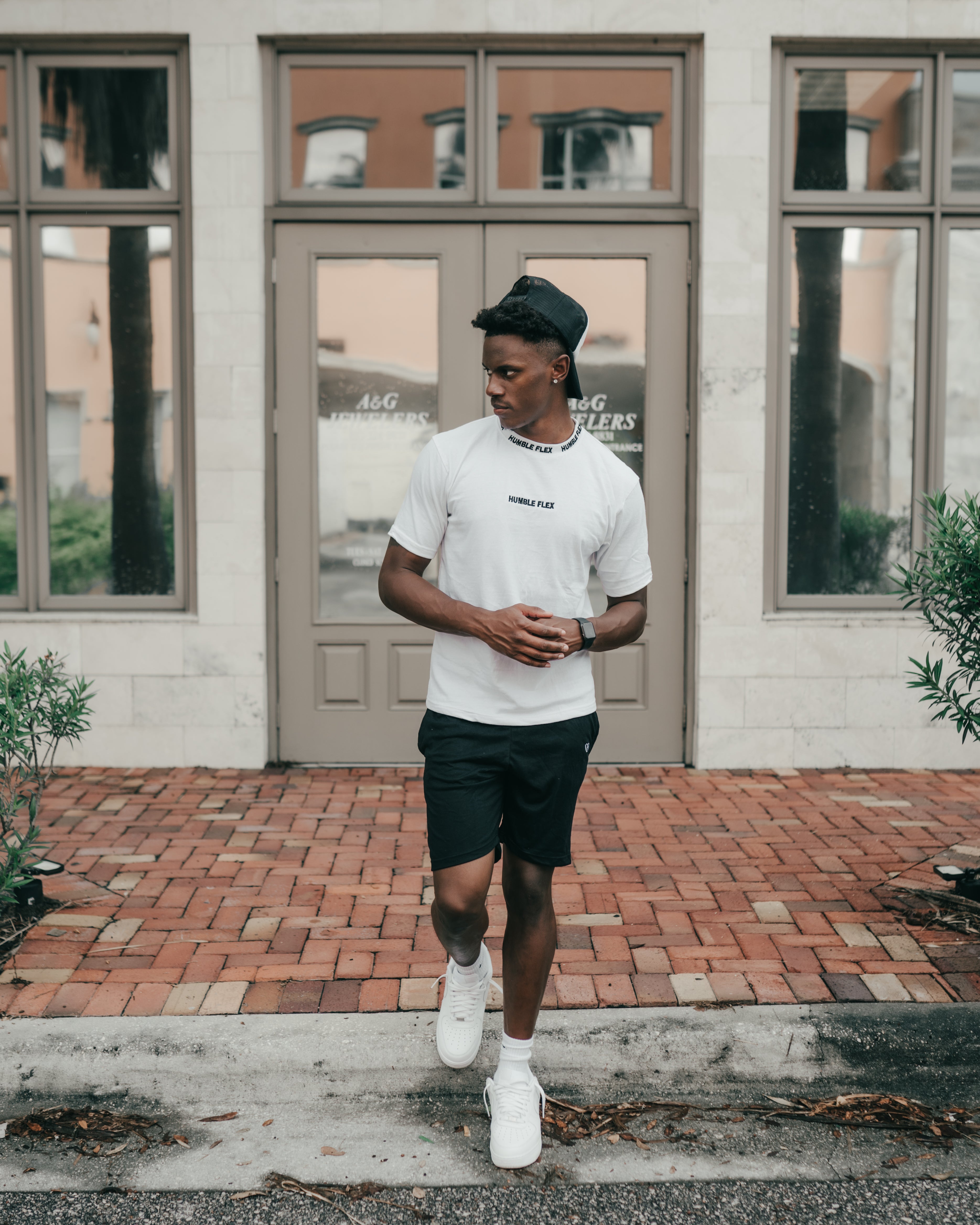 HUMBLE FLEX NECK TAPED TEE- WHITE