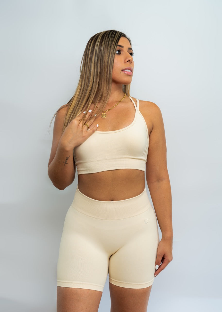 HUMBLE FLEX Beige Motion Biker Shorts