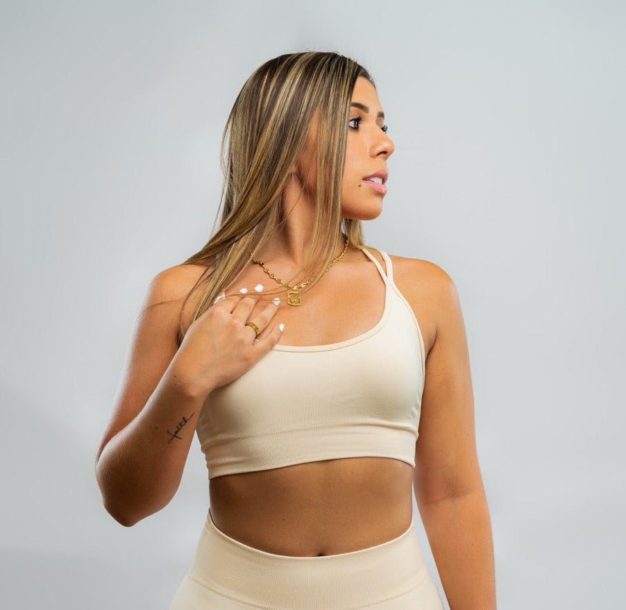 HUMBLE FLEX Beige Motion Sports Bra