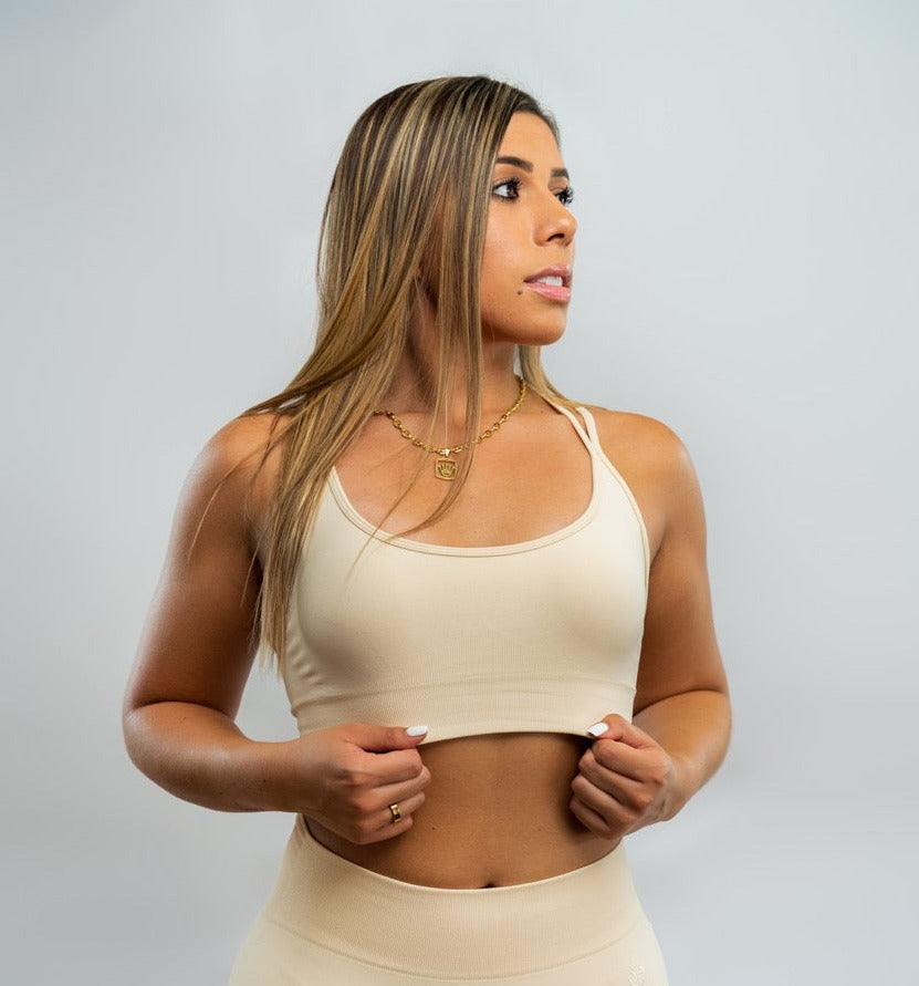 HUMBLE FLEX Beige Motion Sports Bra